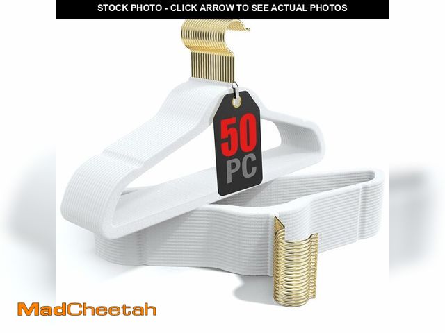 Lot 74-14269189 - Korpai 50 Pack White Velvet Hangers,Felt Hangers with Gold 360ÃÂ°Swivel Hook,Coat Hanger Non Slip,H...