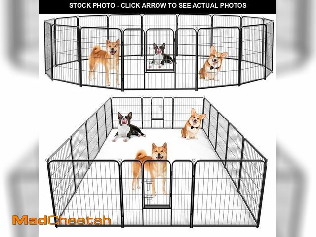 Lot 74-13775743 - edx Dog Playpen, 16 Panels 32" Foldable Heavy Duty Metal Puppy Exercise Pen with Doors Indoor Outdoo...