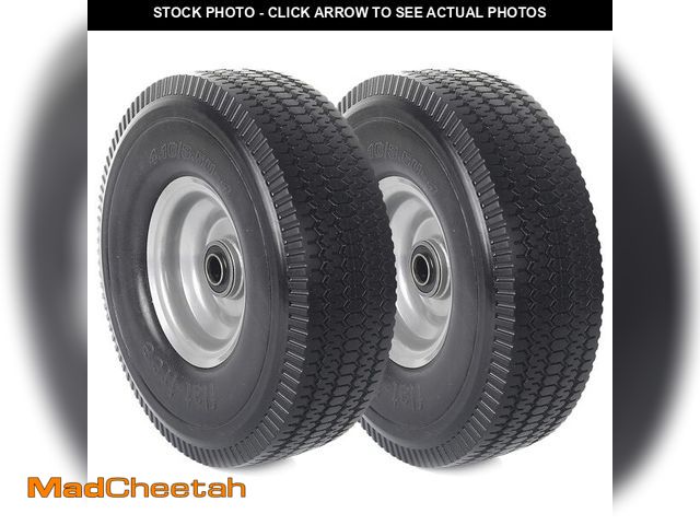 Lot 74-14144687 - AR-PRO (2-Pack) 10-Inch Solid Wheel Replacement - 4.10/3.50-4 Flat Free Tire and Wheel with 5/8 extr...
