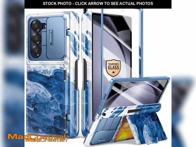 Lot 74-11471779 - GVIEWIN Marble for Samsung Galaxy Z Fold 6 Case with Card Holder, Sliding Camera Cover [Hinge Protec...