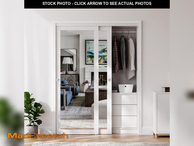 Lot 74-12446031 - COSHOMER Sliding Closet Door for 60" x 80" Opening, Preassembled Mirror Closet Door with Hardware Ki...
