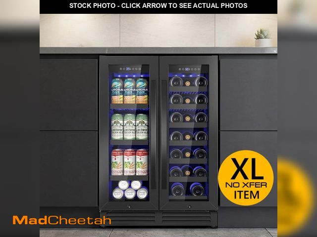 Lot 74-13868344 - TITTLA 23.4 in. Dual Zone 20-Wine Bottles and 86-Cans Beverage and Wine Cooler in Black Built in Win...