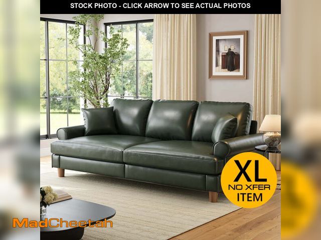 Lot 74-12802755 - 87" Couch Premium PU Leather Sofa, Comfy Extra Deep Seat 3 Seater Couch for Living Room, with 2 Pill...