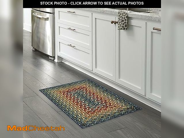 Lot 74-11202486 - Maples Rugs Marion Bohemian Braided Area Rug - Made in USA - Washable, Non Slip Indoor Carpet for En...