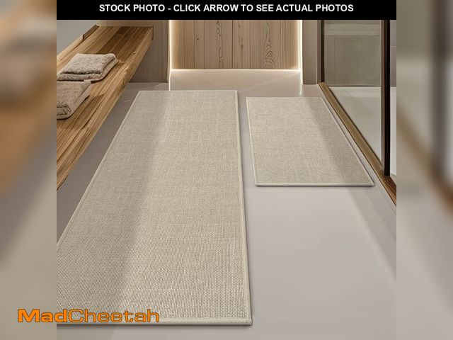 Lot 74-14215532 - YIHOUSE Beige Bathroom Rug Sets 2 Piece, Absorbent Bath Mat for Bathroom Non Slip Washable, Bath Roo...