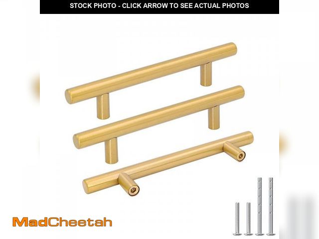 Lot 74-11550551 - goldenwarm 10 Pack Brushed Brass Cabinet Pulls Drawer Handles Gold Kitchen Hardware - Brass Cabinet ...