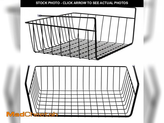 Lot 74-12052589 - Tebery 2 Pack Black Under Shelf Wire Basket, Hanging Storage Baskets Under Cabinet Add-on Storage Ra...