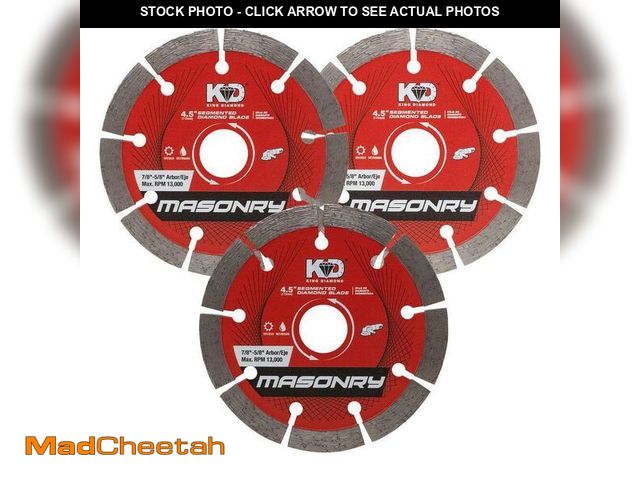 Lot 74-14588544 - KING DIAMOND 4.5 in. Masonry Material Cutting Segmented Rim Diamond Blades (3-Pack) 25-S45S-3 - UNUS...