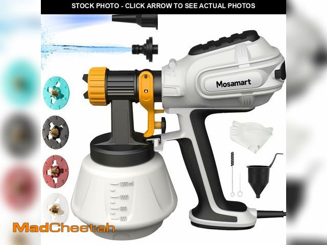 Lot 74-12975523 - Mosamart Paint Sprayer for House Painting 1000W HVLP Electric Spray Gun with 4 Copper Nozzles and 3 ...
