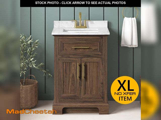 Lot 74-14312464 - Home Decorators Collection Doveton 24 in. Single Sink Freestanding Dark Walnut Bath Vanity with Whit...