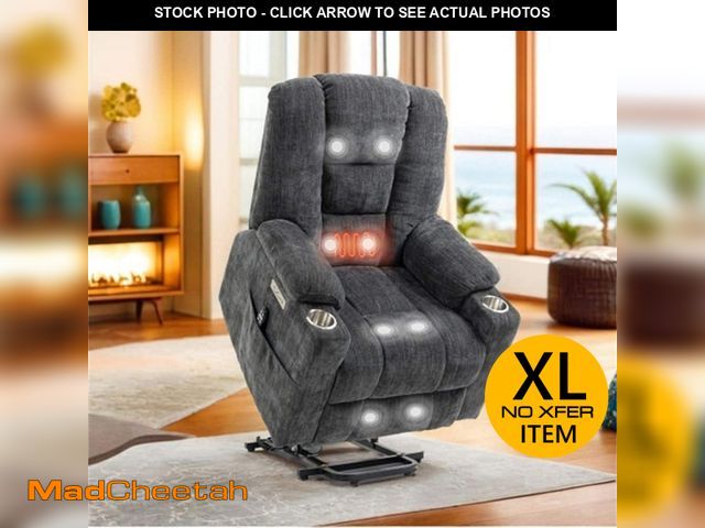 Lot 74-12547911 - Boyel Living Grey Chenille Fabric Recliner Lift Chair Electric Power Lift Recliner Chairs with USB P...