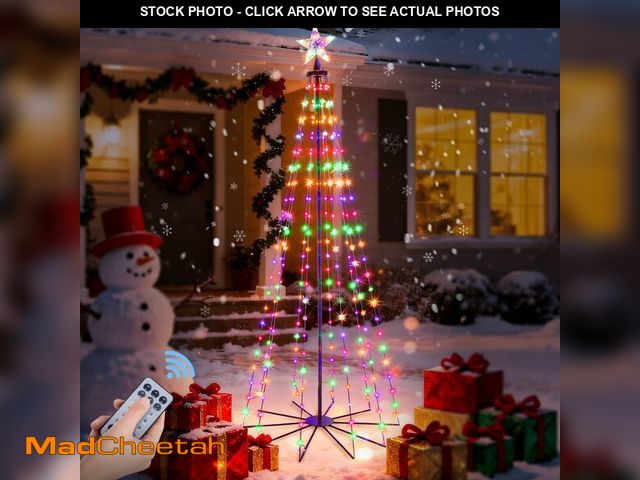 Lot 74-13563802 - Christmas Cone Tree Lights 5.9ft, 240 LEDs RGB Outdoor Christmas Tree Lights with Remote Control, Wa...