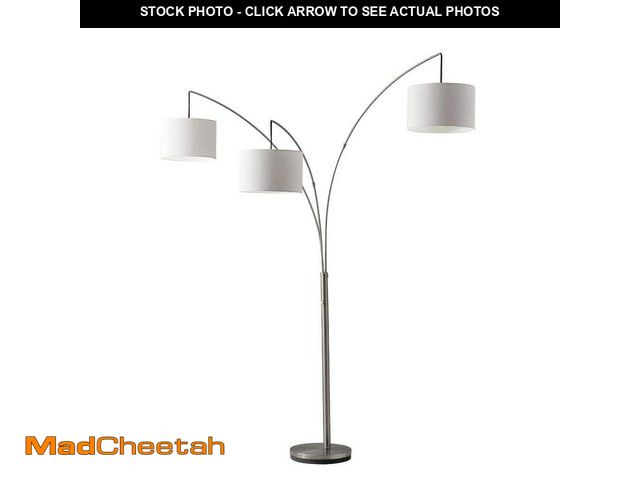 Lot 74-13610323 - HomeRoots 74 in. Silver 3 Light 1-Way (On/Off) Tree Floor Lamp for Liviing Room with Cotton Round Sh...