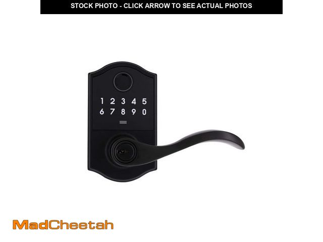 Lot 74-14372892 - Defiant Castle Matte Black Naples Fingerprint Electronic Keypad Door Lever - UNUSED