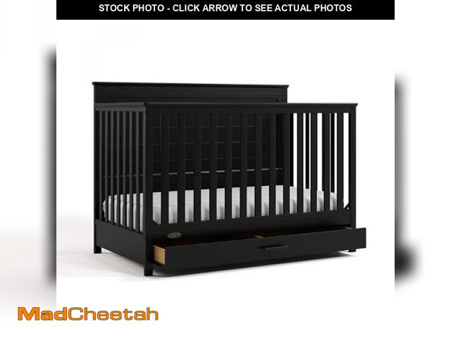 Lot 74-12282132 - Graco Tristan 5-in-1 Convertible Crib with Drawer (Black) Ã¢â¬â GREENGUARD Gold Certified, Fits S...