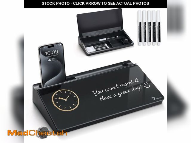 Lot 74-13631040 - TOWON Small Compact Glass Desktop Whiteboard with Storage Ã¢â¬â 12 x 7 in Dry Erase Board for Des...