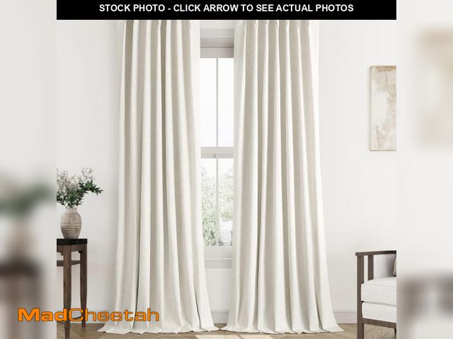 Lot 74-12050090 - Jowels Natural Linen Pinch Pleated Blackout Curtains &amp; Drapes 96 Inch Long Bedroom/Livingroom Fa...