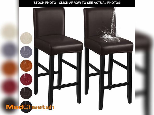 Lot 74-13550609 - YISUN Bar Stool Covers, Stretch Waterproof PU Bar Stool Slipcover Removable Washable Bar Stool Chair...