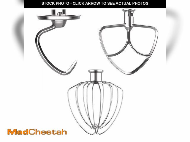 Lot 74-13624584 - Ezato 3-Piece Stainless Steel Mixer Attachment Kit for KitchenAid 4.5/5 QT Tilt-Head Mixers, K45WW W...