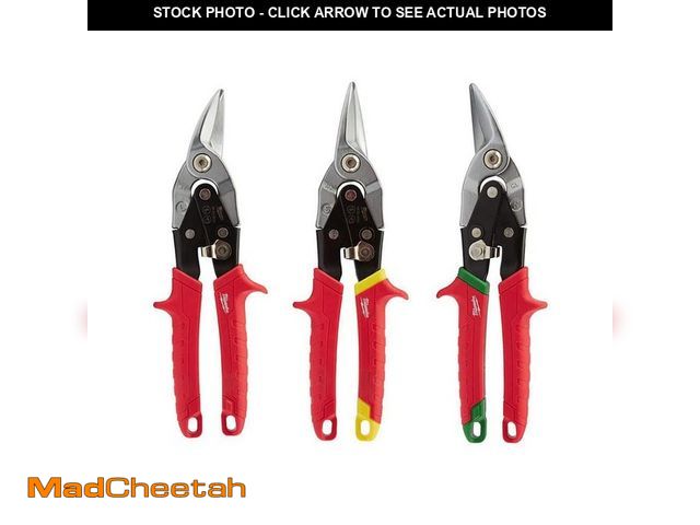 Lot 74-12792365 - Milwaukee Left, Right, and Straight Aviation Snips Set (3-Pack) - UNUSED