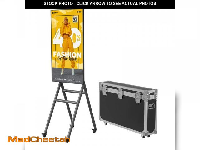 Lot 74-12484279 - QIXZOCV MWE 43 Inch Mobile Digital Signage Display Kiosk with Flight Case, Portable Digital Poster w...