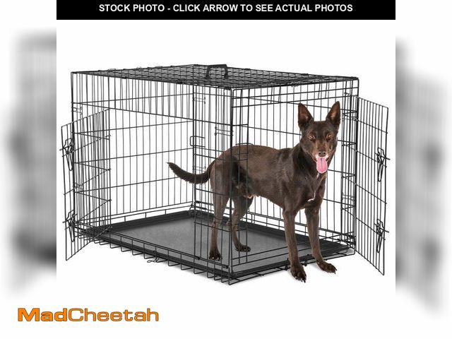 Lot 74-14369853 - CONCETTA 36 inch Double-Door Folding Dog Crate, Portable Small Cage with Divider, Leak-Proof Tray - ...
