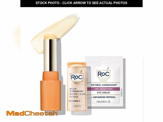 Lot 74-12977275 - RoC Multi Correxion Revive + Glow Eye Balm with Vitamin C (0.14 oz) + Retinol Eye Cream Packette - U...