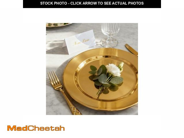 Lot 74-14215707 - ZENOVLUX 6 Pack 13'' Gold Dinner Charger Plates Set, Reusable Stainless Steel Round Plate Chargers B...