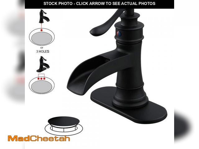 Lot 74-12364973 - BWE Waterfall Single Hole Single-Handle Low-Arc Bathroom Faucet With Pop-up Drain Assembly In Matte ...