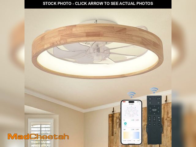 Lot 74-13820852 - Oaks Aura 20Ã¢â¬Â Ceiling Fan with Light, 3 Color Dimmable LED, 6 Speeds,Reversible Modern Wooden ...