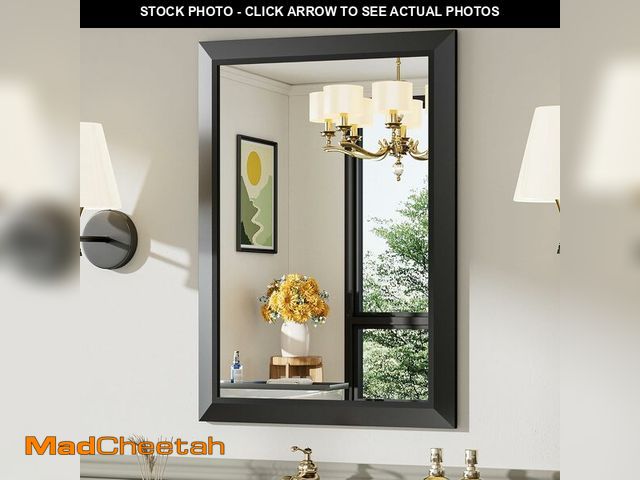 Lot 74-12759949 - Briivue 22x30 Inch Black Bathroom Mirror for Wall, Thick Metal Framed Rectangle Mirrors for Over Sin...