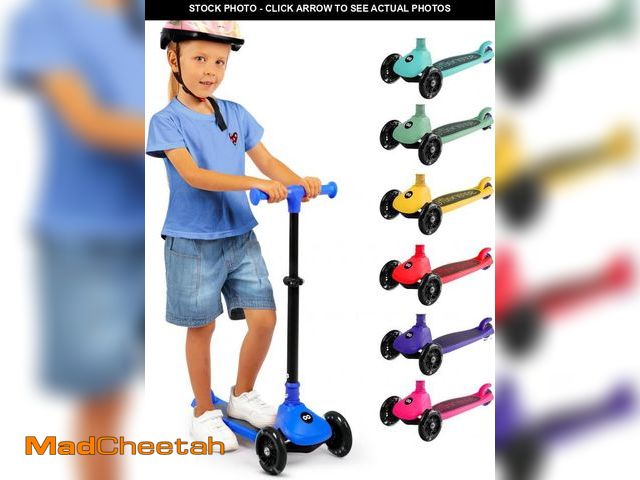 Lot 74-12508808 - SereneLife 3-Wheel Foldable Kids Scooter - LED Wheel Lights, Adjustable Handlebar, Rear Foot Brake, ...