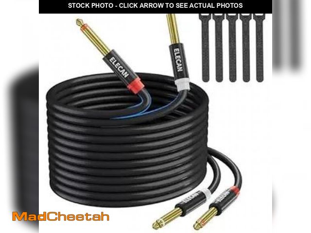 Lot 74-12125421 - Elecan Dual 6.35mm 1/4 TS to Dual 1/4 TS Stereo Audio Cable 40 Ft, Interconnect Insert Cable, Firm C...