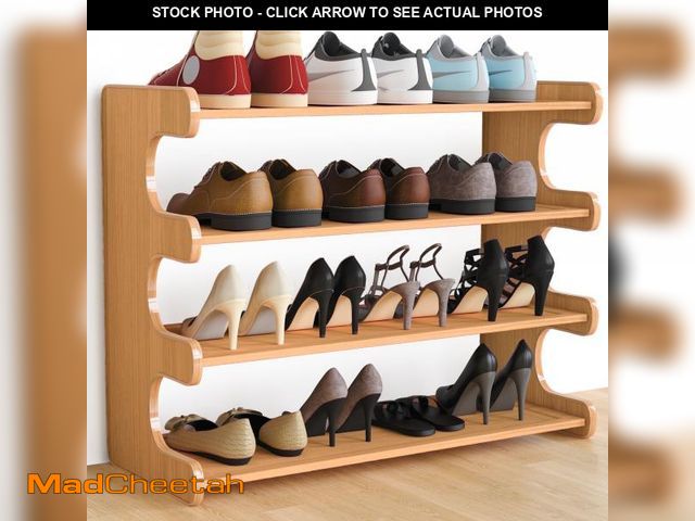 Lot 74-12487881 - XGVGI 4 Tier Bamboo Shoe Rack Organizer for Closet, Entryway, Dorm, Garage, Sturdy Shoe Storage Shel...
