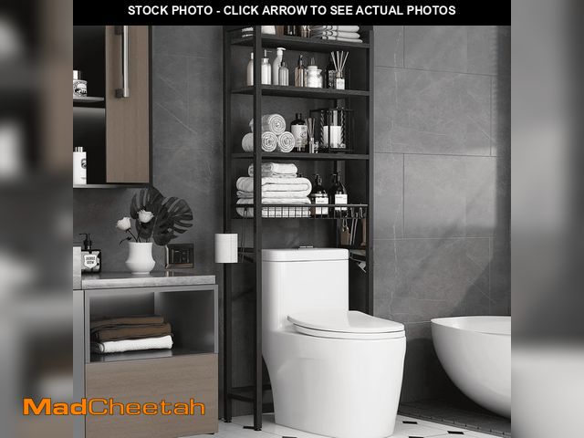 Lot 74-14586691 - Biemlerfn Over The Toilet Storage Shelf, 4-Tier Wooden Bathroom Organizer Adjustable Saver Space Rac...