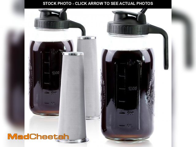 Lot 74-11548237 - Cold Brew Coffee Maker 64 Oz Mason Jar Iced Coffee Maker 2 Set Half Gallon Glass Pitcher With Pour S...