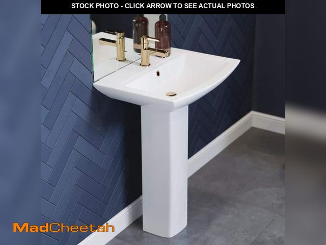 Lot 74-12147893 - (MISSING SINK) Swiss Madison Sublime Pedestal Bathroom Ceramic Vessel Sink Round Single Faucet Hole ...