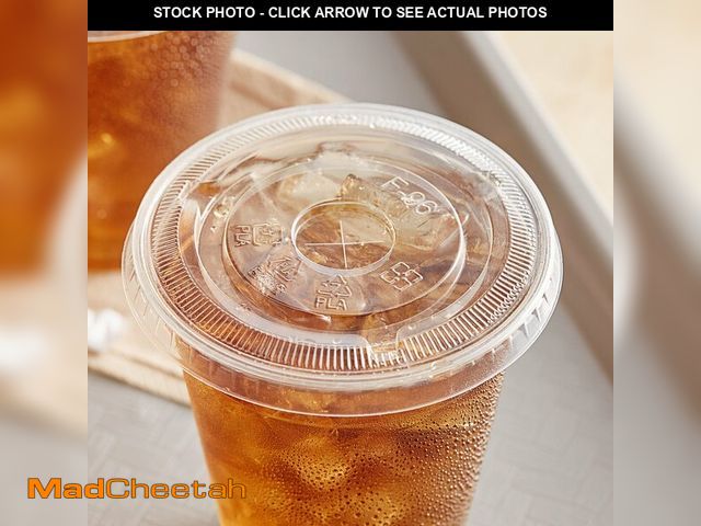 Lot 74-14080075 - Earthchoice Straw-Slot Flat Round Cup Lid Clear, PLA | 1020/Case - UNUSED