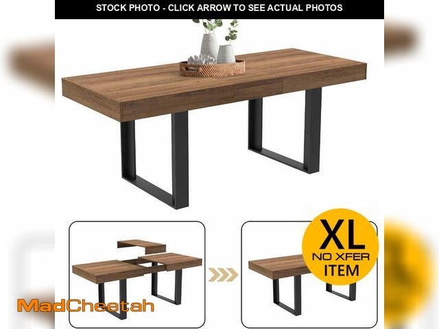 Lot 74-13054643 - Coewske 63'' - 79'' Wooden Extendable Dining Table Modern Rustic Kitchen Expanding Table Walnut - US...