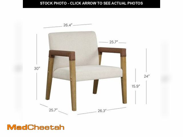 Lot 74-12367915 - Wood &amp; Faux Leather Accent Chairs - UNUSED