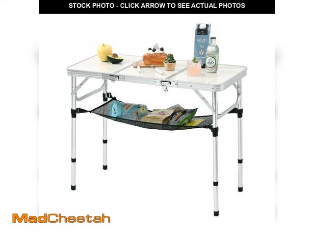 Lot 74-12123492 - YihuiKo 3ft Aluminum Folding Picnic Table - Lightweight &amp; Portable Outdoor Table with Adjustable...