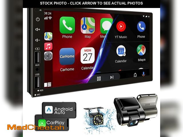 Lot 74-14210687 - Leadfan Double Din Car Stereo with Dash Cam, Support Apple Carplay and Android Auto, 7INCH Full HD T...