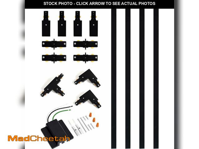 Lot 74-13698427 - TuyuBEE 13FT H Track Lighting Rails Kit with Floating Canopy Connector, Black H Type Track Rails wit...