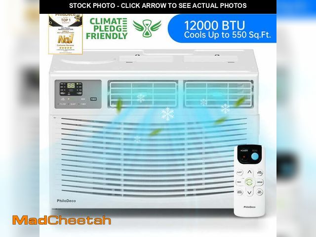 Lot 74-14438434 - PhiloDeco 12000 BTU Window Air Conditioner 550 Sq Ft. Intelligent Ac Units, LED Display Screen, Oper...