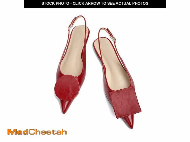 Lot 74-13576085 - Vertundy Women's Red Slingback Flats Pointed Toe Flats for Women Ankle Strap Sandals Circle Square D...