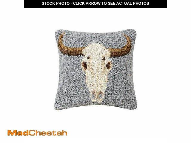 Lot 74-12715888 - Peking Handicraft 30TG530C08SQ Blown Filled Hook Pillow, 8-inch Square, Wool and Cotton (Cow Skull) ...