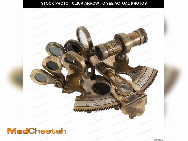Lot 74-14214733 - US HANDICRAFTS Antique Style Solid Brass Ship Sextant with Leather Box Ã¢â¬â Vintage Nautical Nav...