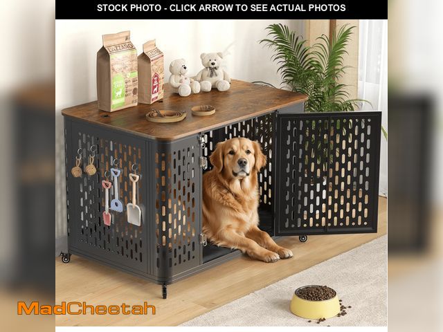 Lot 74-12577225 - Naipo XL Heavy Duty Dog Crate Furniture, 43.7" Large Metal Dog Kennel, Chew Proof  Prevent Escape fo...