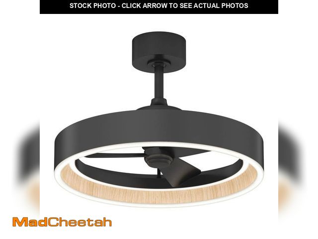 Lot 74-13061309 - Artika Alton 24 in. Indoor Black and Wood 8 Steps CCT 18.7 in. Integrated LED Ceiling Fan with Remot...
