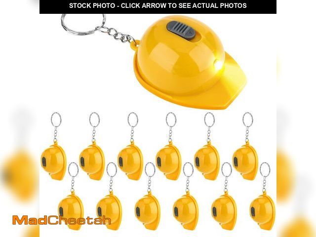 Lot 74-14057538 - Bonuci 24 Pcs Construction Party Favors Mini Flashlight Keychain Miniature Helmet Flashlight Small S...